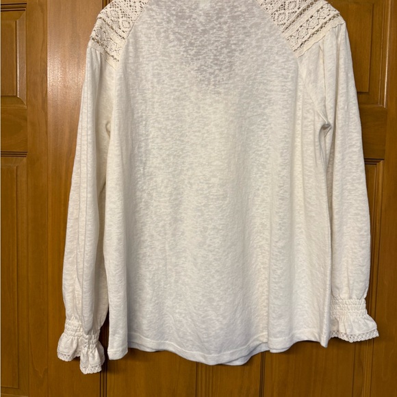 Sundance Cream Lace-Yoke Henley Tunic - Picture 2 of 4